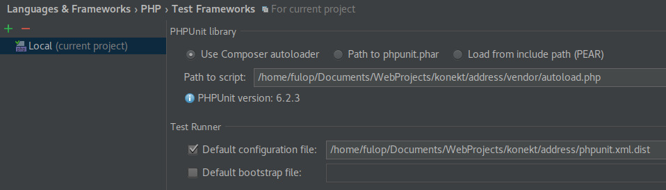 PHPUnit Settings